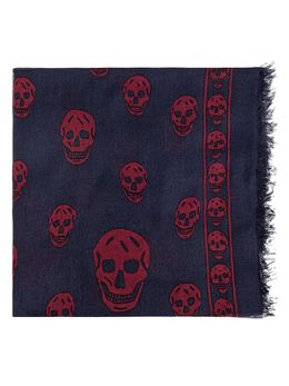 Alexander McQueen: Шарф  Skull с принтом