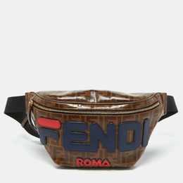 Fendi: Коричневая поясная сумка  Zucca
