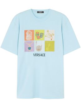 Versace: Голубая футболка 