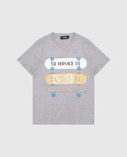 Versace: Серая футболка 