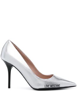 Love Moschino: Серебристые туфли 