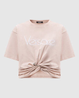 Versace: Бежевая футболка 