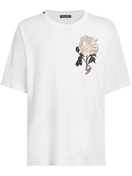 Dolce & Gabbana: Белая футболка  Rose