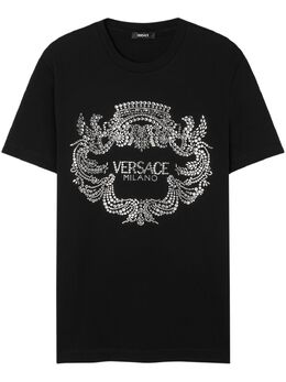 Versace: Футболка со стразами 
