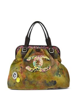 CHANEL Pre-Owned: Сумка-шоппер цвета хаки 