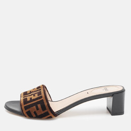 Fendi: Двухцветные сандалии  Zucca