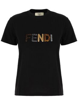 FENDI: Чёрная футболка 
