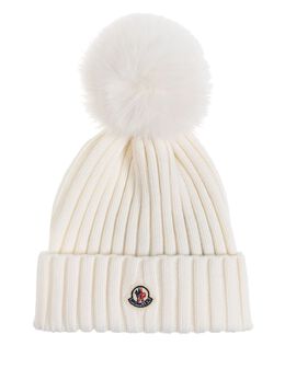 Moncler: Белая шапка 