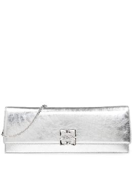 Givenchy: Серебристый клатч  4G