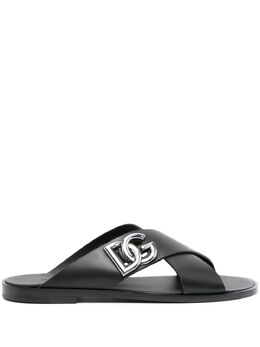 Dolce & Gabbana: Чёрные сандалии  DG