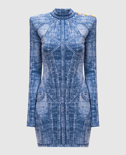 Balmain: Синее платье 