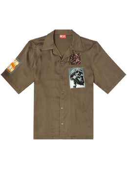 Diesel: Рубашка цвета хаки 
