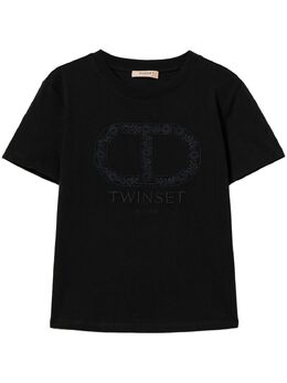 TWINSET: Чёрная футболка  Oval T