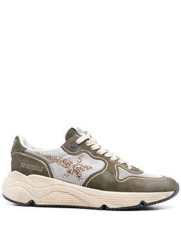 Golden Goose: Зелёные кроссовки  Running Sole