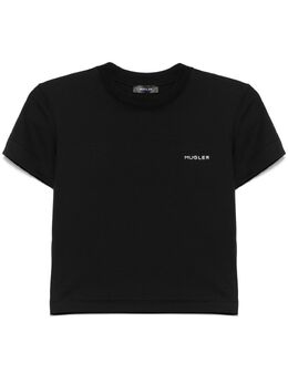 Mugler: Чёрная футболка 