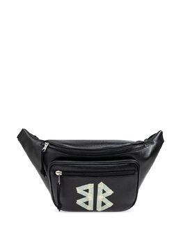 Balenciaga: Чёрная поясная сумка 