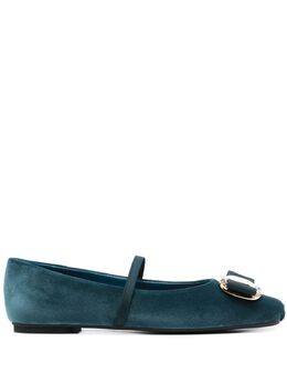 Ferragamo: Голубые балетки  Vara