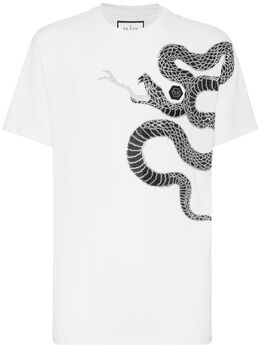 Philipp Plein: Белая футболка  Snake