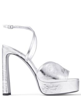 Jimmy Choo: Серебристые сандалии 