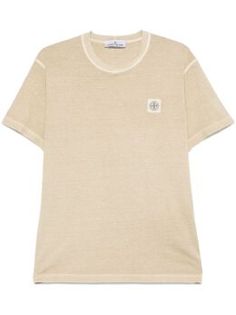 Stone Island: Бежевая футболка  Compass