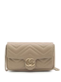 Gucci: Бежевая сумка  GG Marmont