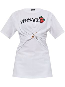 Versace: Белая футболка  Medusa Safety Pin