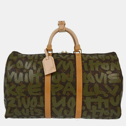 Louis Vuitton: Спортивная сумка  Keepall 50 цвета хаки