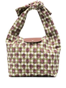 Longchamp: Зелёная сумка  Le Pliage