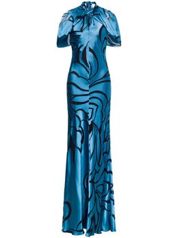 Alberta Ferretti: Платье с растительным принтом 