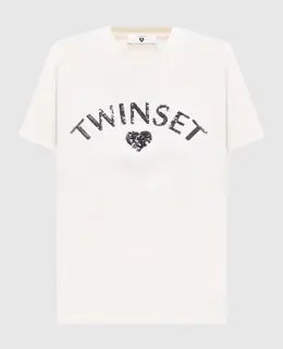 Twinset: Бежевая футболка 
