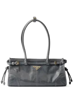 Prada: Синяя сумка-шоппер 