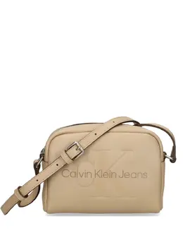 Calvin Klein Jeans: Бежевая сумка через плечо 