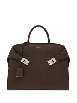 Ferragamo: Коричневая сумка-шоппер 