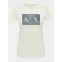 Armani Exchange: Бежевая футболка 