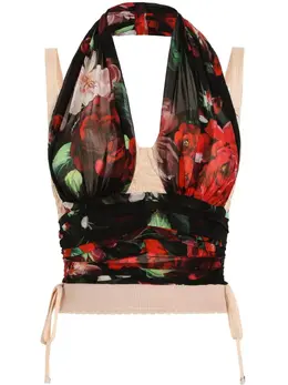 Dolce & Gabbana: Топ с растительным принтом 