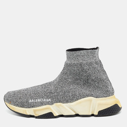Balenciaga: Серебристые мокасины  Speed Trainer