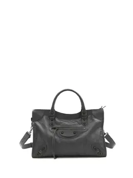 Balenciaga: Тёмная сумка-шоппер 