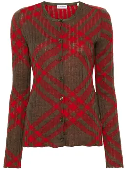 Burberry: Красный кардиган 