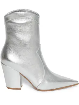Gianvito Rossi: Серебристые ботинки 