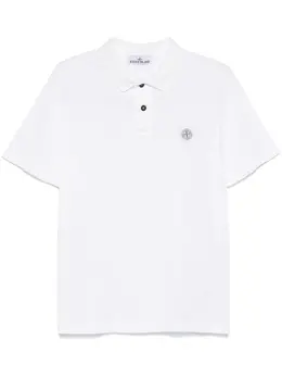 Stone Island: Белое поло  Compass