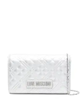 Love Moschino: Серебристая сумка через плечо 