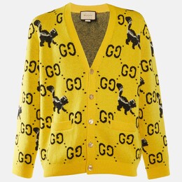 Gucci: Жёлтый кардиган  GG