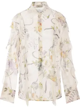 Blumarine: Блуза с растительным принтом 