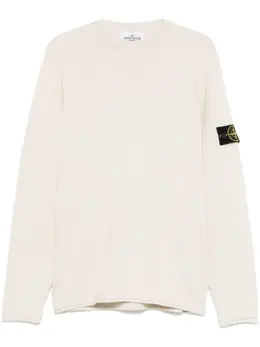 Stone Island: Белый свитер  Compass