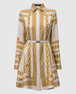 Versace: Бежевое платье 
