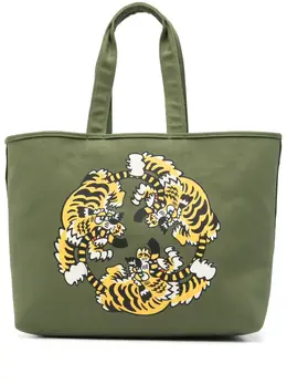 Kenzo: Сумка-шоппер цвета хаки 
