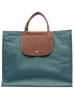 Longchamp: Зелёная сумка-шоппер 