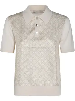 Tory Burch: Светлое поло  Double T