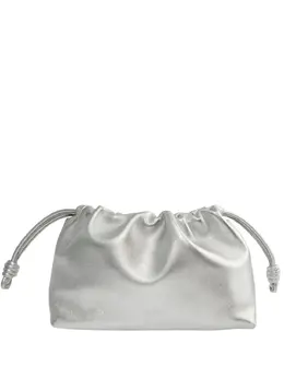 LOEWE: Серебристый клатч  Flamenco
