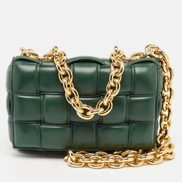 Bottega Veneta: Зелёная сумка на руку  Chain Cassette